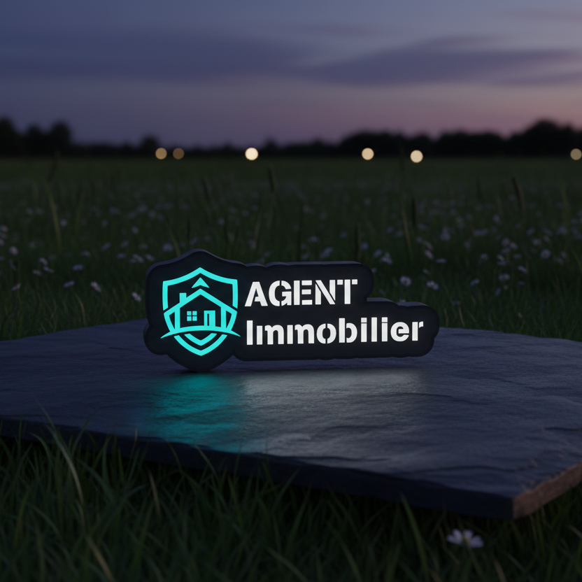 Mini Enseigne LED Agent Immobilier - vue crépuscule
