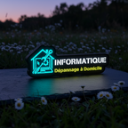 Mini Enseigne LED Informatique Dépannage à Domicile - vue crépuscule