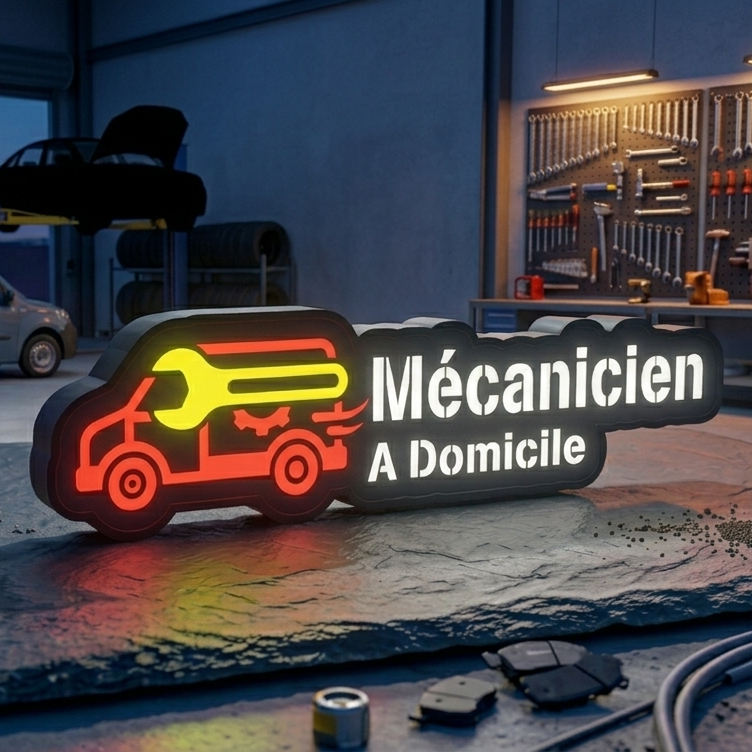 Mini Enseigne LED Véhicule – Mécanicien à Domicile