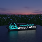 Mini Enseigne LED Transport Sanitaire Ambulancier - vue crépuscule