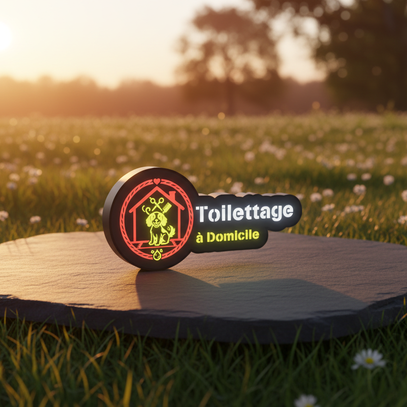 Mini Enseigne LED Toilettage à Domicile - vue de jour