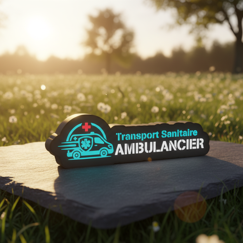 Mini Enseigne LED Transport Sanitaire Ambulancier - vue de jour