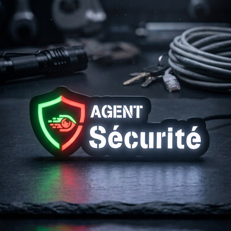 Mini Enseigne LED Véhicule – Agent de Sécurité