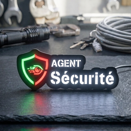 Mini Enseigne LED Véhicule – Agent de Sécurité