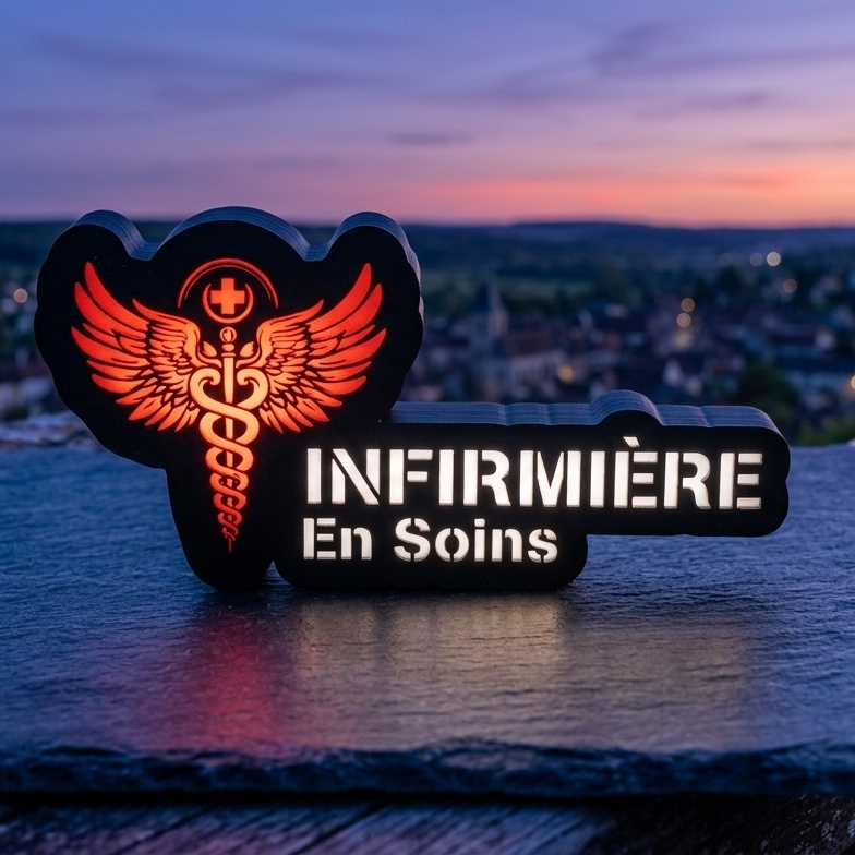 Mini Enseigne LED Véhicule – Infirmière en Soins