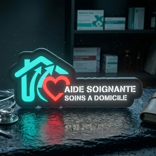 Mini Enseigne LED Véhicule – Aide-Soignante à Domicile